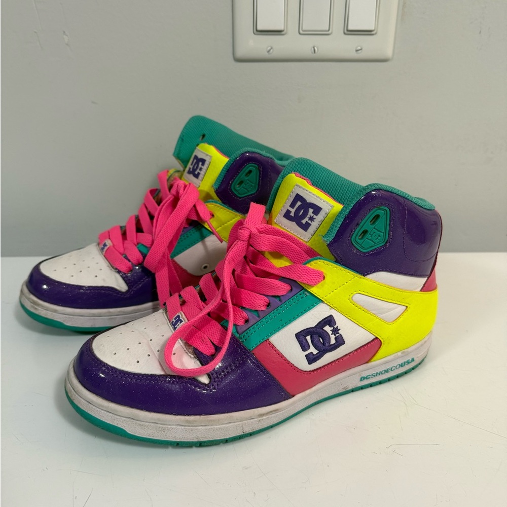 DC Multicolor Skate Shoes with Green Soles
